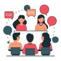 Concept Illustration of a Group Discussion Featuring Diverse Participants vector