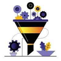 Step by Step Funnel Concept Visualized with Detailed Illustration vector