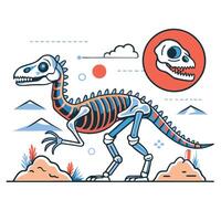 Intricate Fossil Dinosaur Concept Illustration Unveiling Prehistoric Grandeur vector