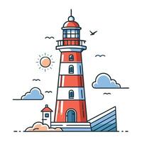 Conceptual Illustration of a Majestic Lighthouse Guiding Mariners Through Stormy Seas vector