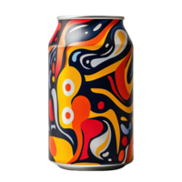 Dynamic and Expressive Soft Drink Can Design Featuring Vivid Colors and Flowing Lines Isolated on Transparent Background png