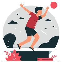 Concept Illustration of a Person Plunging into a Sparkling Lake vector