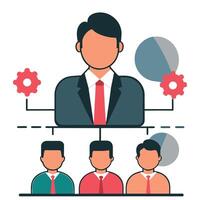Intricate Illustration Depicting Key Concepts of Leadership and Organizational Structure vector