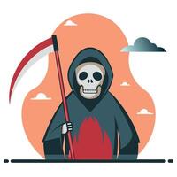 Ethereal Encounter with the Reaper A Conceptual Illustration of Mortality vector