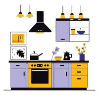 Modern Kitchen Design Concept Illustrated with Neutral Color Palette and Natural Lighting vector