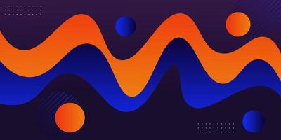 Blue and orange geometric business banner design. Creative banner design with wave and circle shape as template. Simple design on dark horizontal banner. Eps10 vector