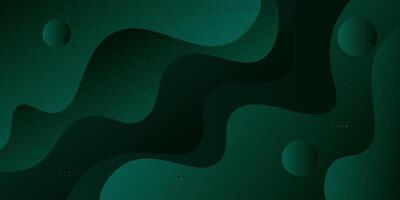 Dark green wave background with simple shapes. Simple green wave design. Modern geometric shape concept vector