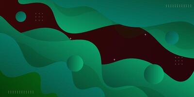 Abstract 3D business banner background. Banner with green waves on dark background. Creative and smart background design. Eps10 vector