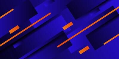 Abstract geometric futuristic dark blue background with colorful square background design. Overlapping triangle pattern and cool orange lines. Eps10 vector