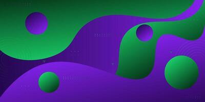 Modern green and purple geometric business banner design. Creative banner design with wave and circle shape as template. Simple horizontal banner. Eps10 vector