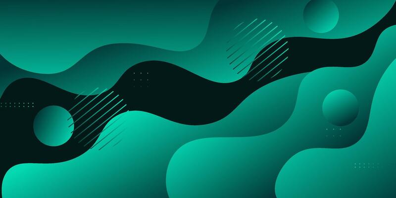 Abstract geometric background in bright colors with blue-green gradient color combination. Simple wave pattern color lines on dark background. Eps10
