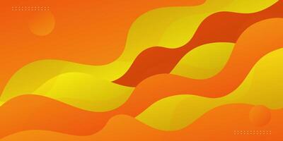 Abstract 3D colorful bright orange and yellow wave banner background. Liquid pattern design. Eps10 vector