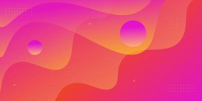 Abstract bright pink orange gradient background with simple wave pattern. vector