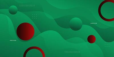 Green gradient background with geometric waves and circle shape elements. Colorful green wave design. Simple yet elegant concept. Eps10 vector