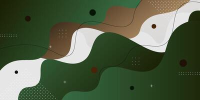 Modern green and brown geometric business banner design. Creative banner design with wave shapes and lines on white background for template. Simple horizontal banner. eps10 vector