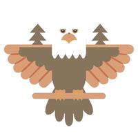 Stylized Bald Eagle Perched on Branch vector
