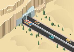 Isometric highway passing through a tunnel vector
