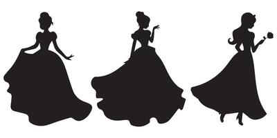 Set of Silhouette of princess vector