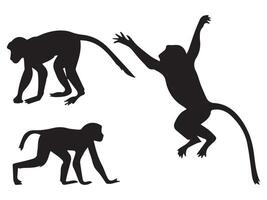 Proboscis Monkey Silhouette Illustration set vector