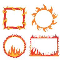 Flaming Frames Round, Oval and Square Fire Borders vector