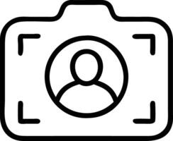 Black camera symbol featuring a centered avatar figure vector