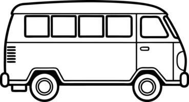 Retro van outline in simple black lines vector