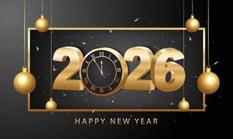 gold clock showing 2025 transitioning to 2026. vector