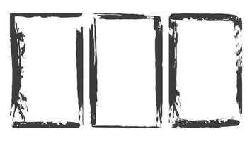 Frame Photo grunge texture Overlay effect set. Three black squares with white borders.. Design for social media flyer poster screen print card background. illustration. vector