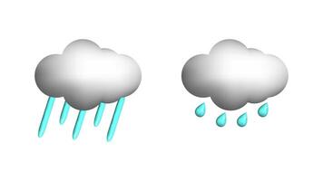 Weather 3d icons realistic isolated set. Light rains. Design weather app web site game logo banner. Meteorology concept. vector