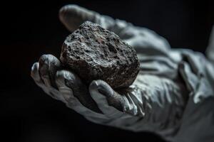 A hand astronaut holding an asteroid . ., photo