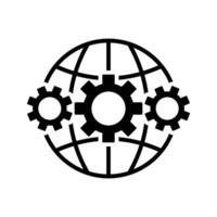 globe with gears icon vector