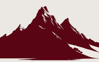 A mountain range is shown in a red and white design vector