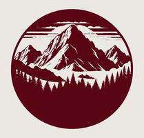 A mountain landscape with trees and a mountain in the background vector