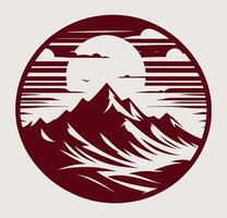 A mountain landscape with a full moon in the background vector