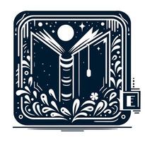 An open book with a moon and stars of it vector