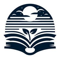 An open book with a tree growing out of it vector
