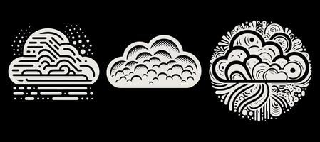 Three different clouds on a black background vector