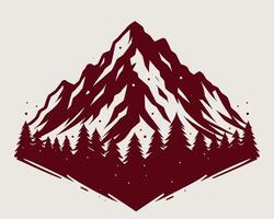 A mountain with trees and a mountain in the background vector