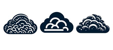 Three different types of waves and clouds vector