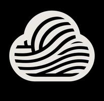 A black and white logo of a cloud with waves vector