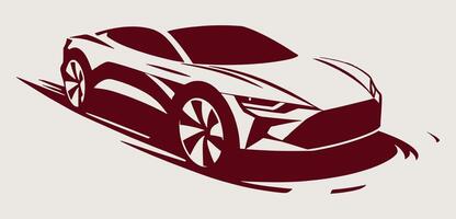 A car is shown in a white and red color scheme vector