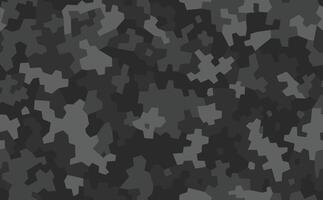 Geometric camouflage seamless pattern. Abstract modern camo, black and gray modern military texture background vector