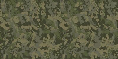 Green khaky dark camouflage seamless pattern. Camo military background. Fabric textile print template. vector