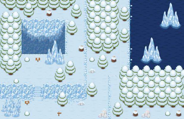 Winter Christmas Top Down Game Tileset