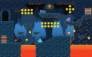 Lava Cave Platformer Game Tileset vector