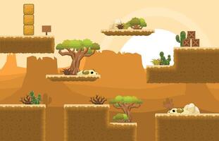 Wild West Desert Platformer Game Tile Set vector