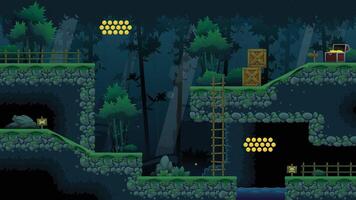 Ninja Forest Platformer Game Tileset vector