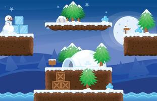 Snow Alaska Platformer Game Tileset vector