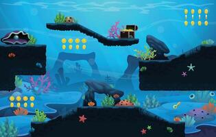 Deep Sea Platformer Game Tileset vector