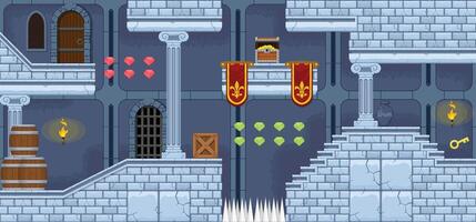 Medieval Kingdom Fantasy 2D Platformer Game Tileset vector